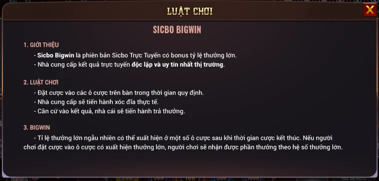 Phân Tích Chuyên Sâu Tựa Game Sicbo BigWin Tại BomWin Đẳng Cấp